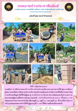 การลงพื้นที่ตรวจสอบวัสดุการปรับปรุงที่อยู่อาศัยให้กับผู้สูงอายุ ตามโครงการปรับสภาพแวดล้อมและสิ่งอำนวยความสะดวกของผู้สูงอายุให้เหมาะสมและปลอดภัย  ประจำปีงบประมาณ 2567
