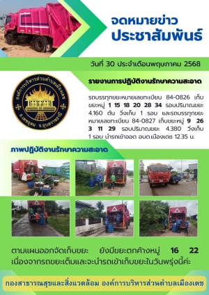 รายงานการปฏิบัติงานรักษาความสะอาด