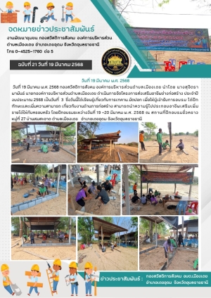 โครงการส่งเสริมอาชีพช่างก่อสร้าง ประจำปีงบประมาณ 2568 ( วันที่ 19 มีนาคม 2568 )