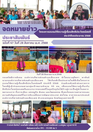 โครงการอบรมให้ความรู้เรื่องสิทธิประโยชน์สตรี ประจำปีงบประมาณ 2568